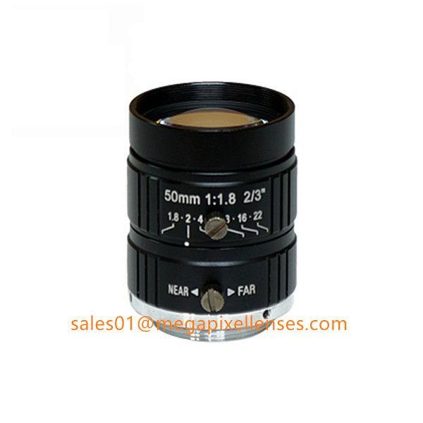 2/3&quot; 50mm F1.8 5Megapixel Manual IRIS C Mount Industrial FA Lens, 35mm 5MP Non Distortion Industrial Lens
