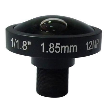 1/1.8" 1.85mm F2.0 12MP Megapixel M12x0.5 mount 185degree Fisheye Lens for IMX172/IMX185/IMX226
