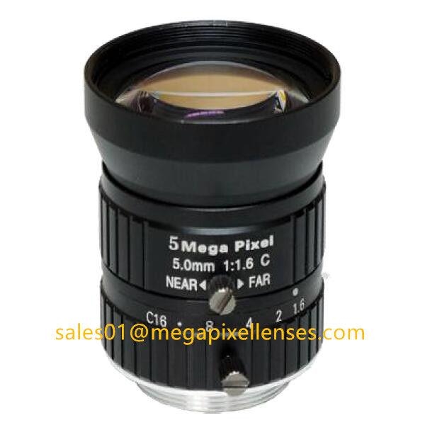 1/1.7&quot; 5mm F1.6 Megapixel Manual IRIS C Mount Industrial FA Lens, 5mm 5MP Machine Vision Industrial Lens