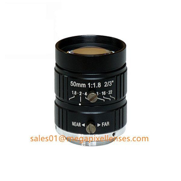 2/3" 50mm F1.8 5Megapixel Manual IRIS C Mount Industrial FA Lens, 35mm 5MP Non Distortion Industrial Lens